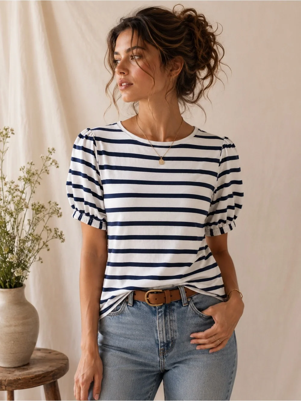 lilly pulitzer Women Stripped Top With‎ Balloon Sleeves Size S fits M